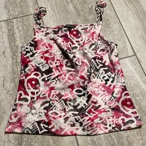 Wearever Spaghetti Strap Top Graffiti Print Size Small